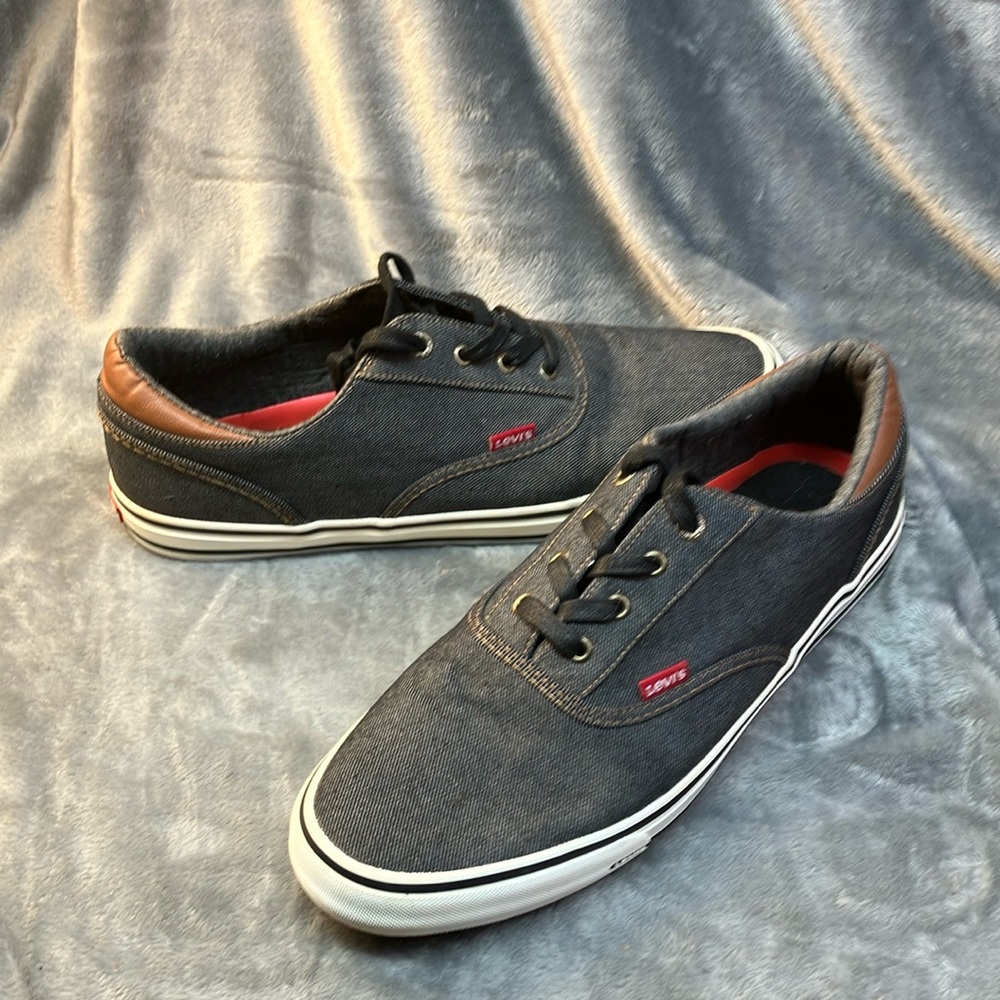 Levi's Ethan Denim II Canvas Sneakers Dark Blue Sz 13 Comfort Insoles 51848141A